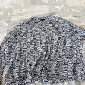 SHEIN Black and White V-Neck Sweater